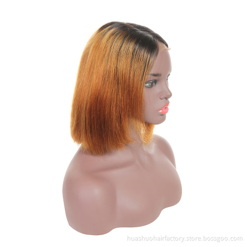 Huashuo Highest Discounts Popular Top Grade Brazilian Ombre 1B/30 Human Hair Short Bob Lace Front Wig For Black Women